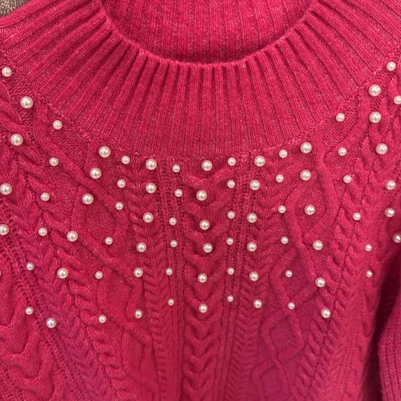 Bright Pink Sweater with Pearl Accent - Picture 2 of 3